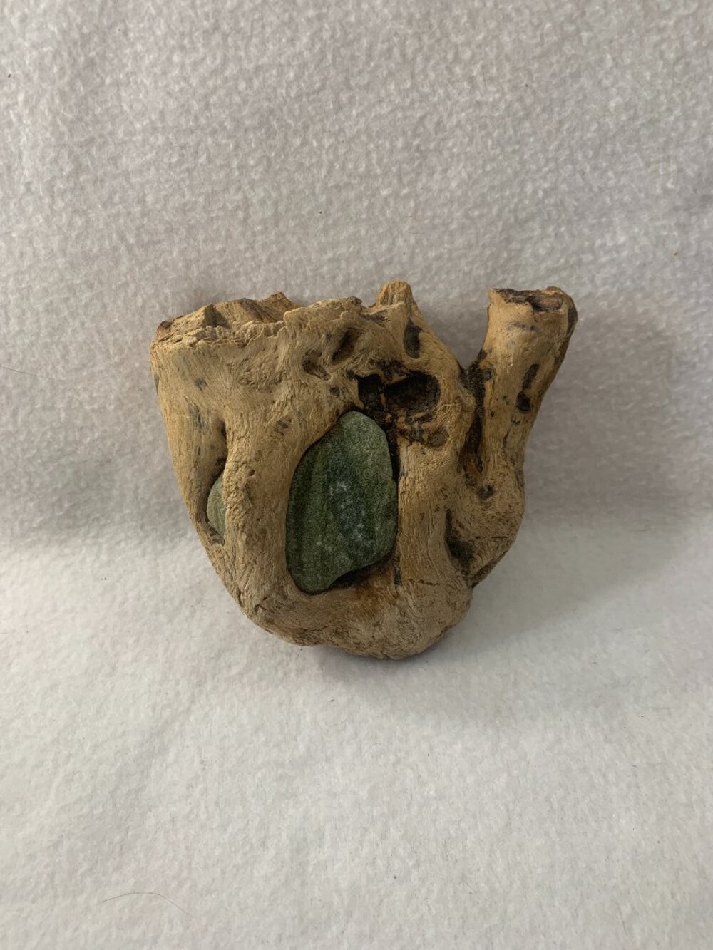Natural Driftwood With Stone Embedded Nature Vintage